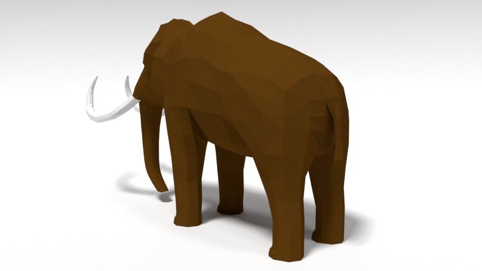 Low Poly Cartoon Mammoth Low-poly 3D model_2