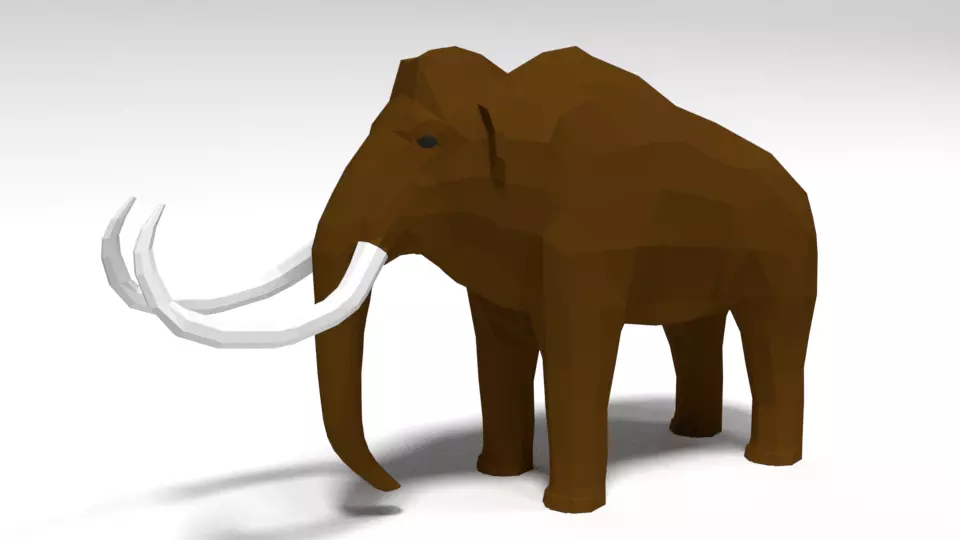 Low Poly Cartoon Mammoth Low-poly 3D model_0