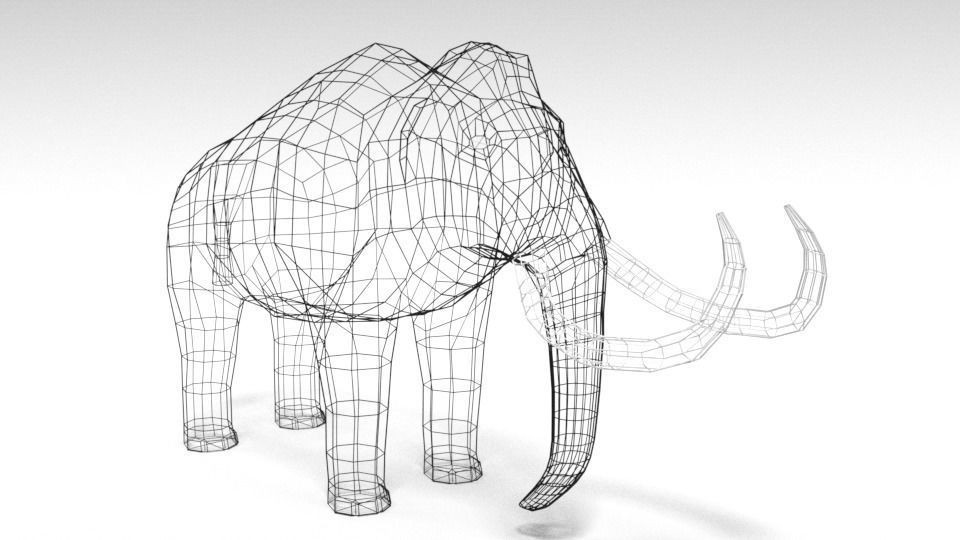 Low Poly Cartoon Mammoth Low-poly 3D model_15