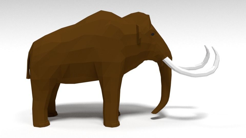 Low Poly Cartoon Mammoth Low-poly 3D model_5