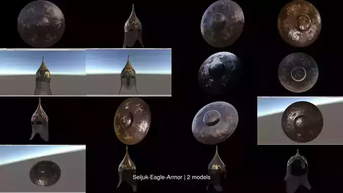 Seljuk-Eagle-Armor shield with birds