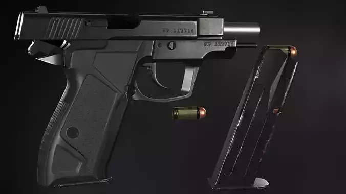 Fort-12 handgun - Model and Textures Low-poly 3D model Low-poly 3D model