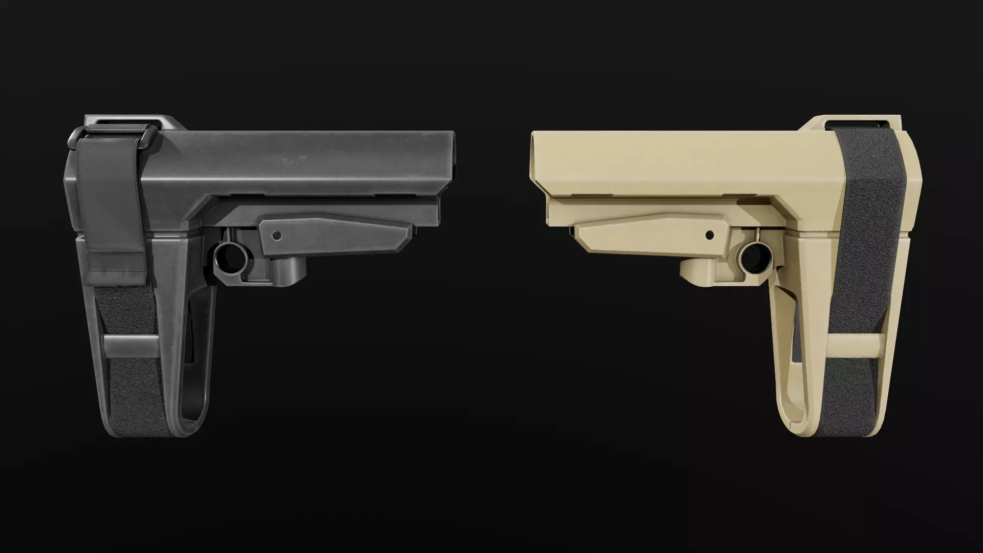 SB Tactical SBA3 AR15 Pistol Stabilizing Brace Low-poly 3D model_0