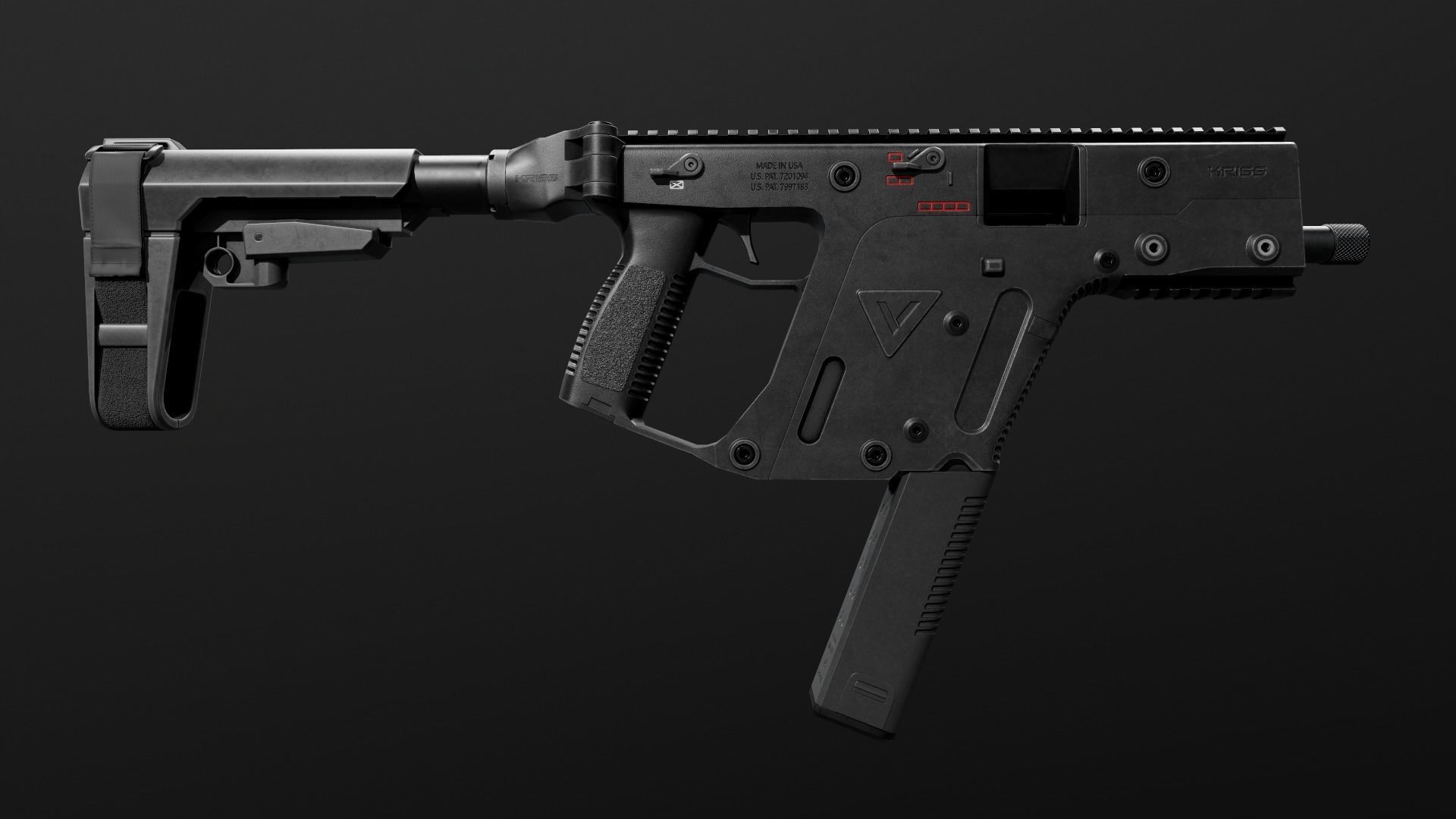 SB Tactical SBA3 AR15 Pistol Stabilizing Brace Low-poly 3D model_32