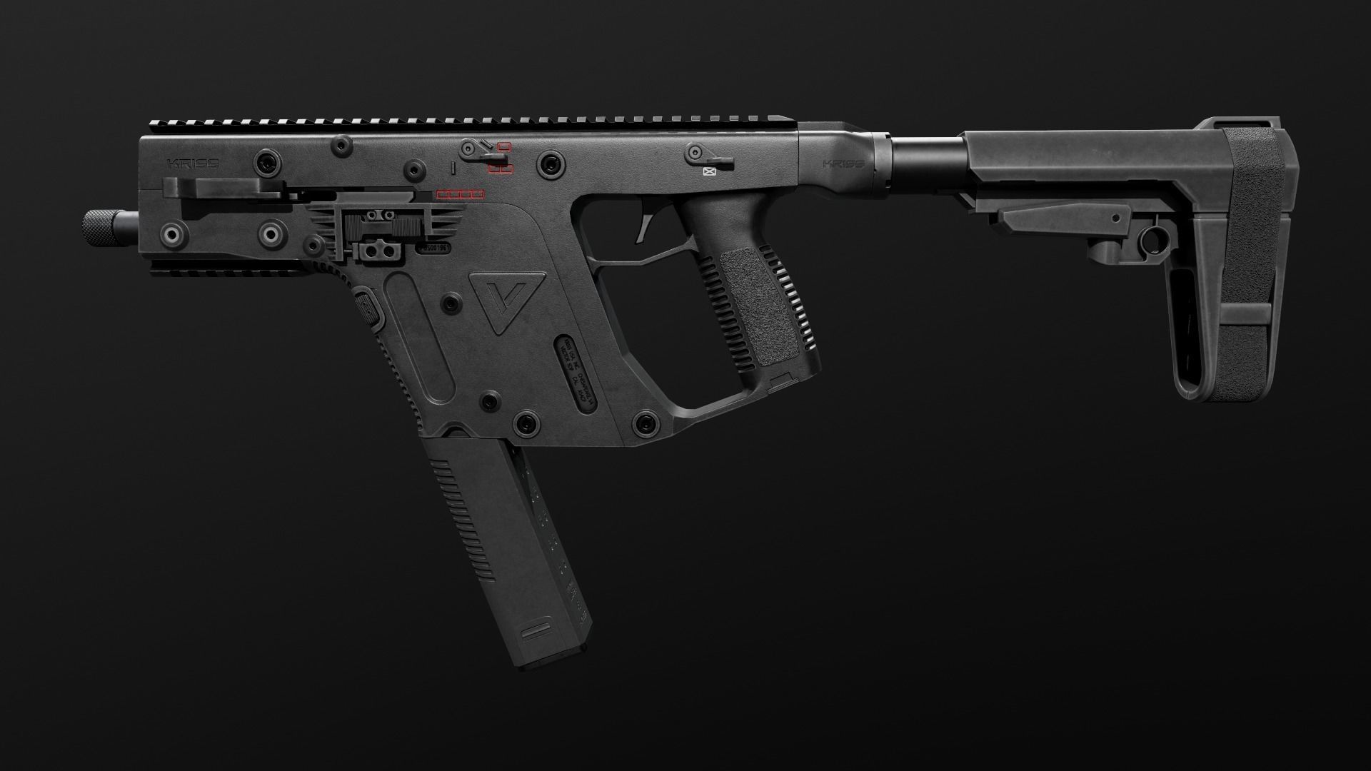 SB Tactical SBA3 AR15 Pistol Stabilizing Brace Low-poly 3D model_33