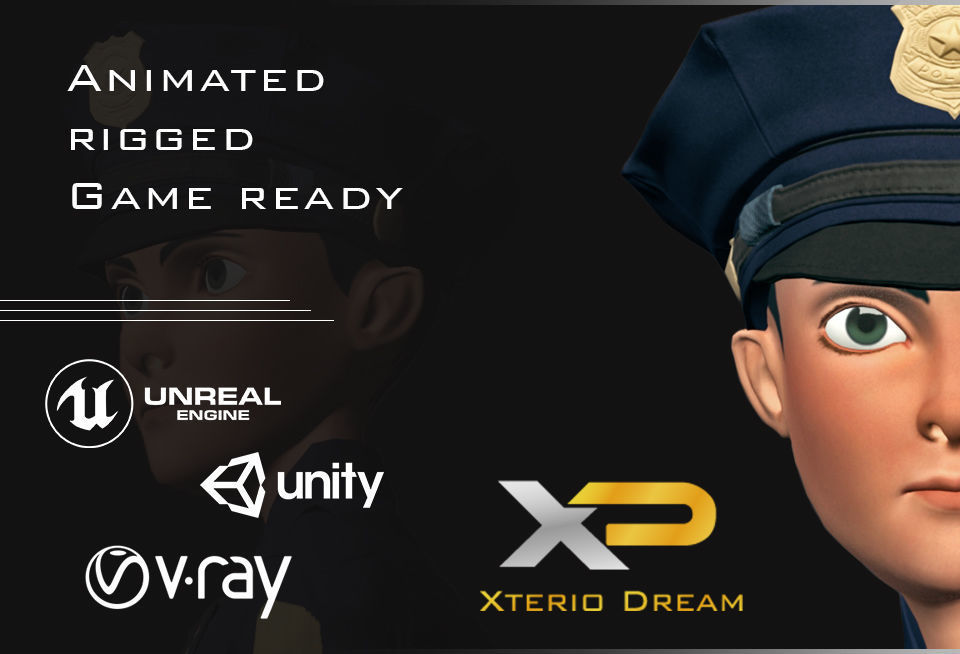 Policeman Character - William Low-poly 3D model_8