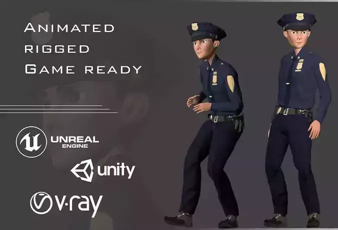 Policeman Character - William Low-poly 3D model