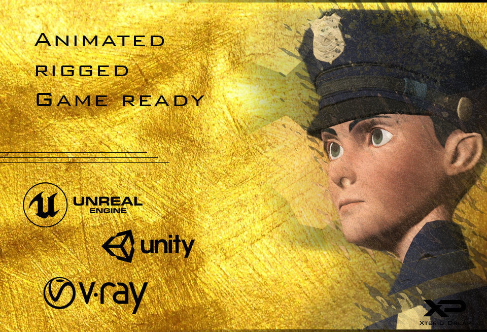 Policeman Character - William Low-poly 3D model_1