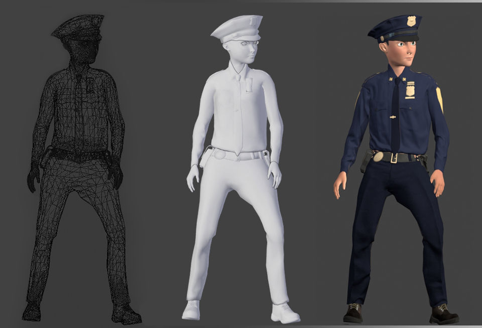 Policeman Character - William Low-poly 3D model_3