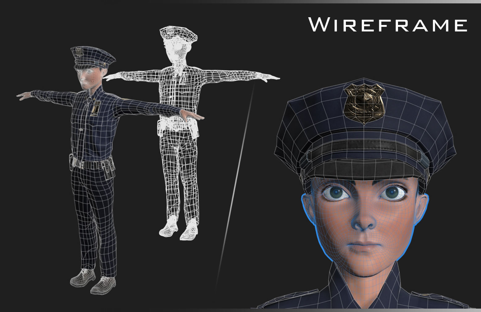 Policeman Character - William Low-poly 3D model_2