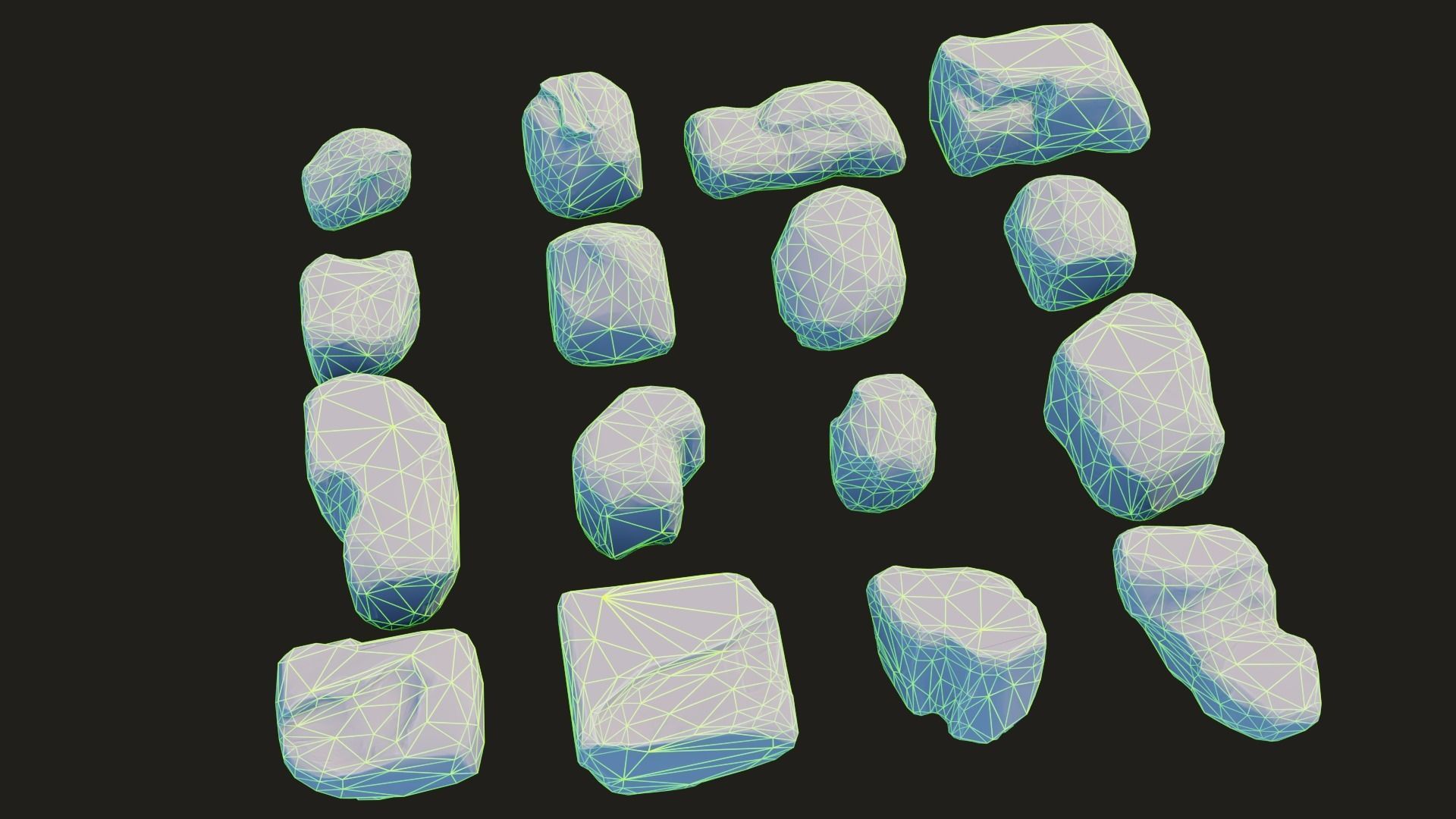 Stylized Rock Pack  16 Rocks game ready Low-poly 3D model_2