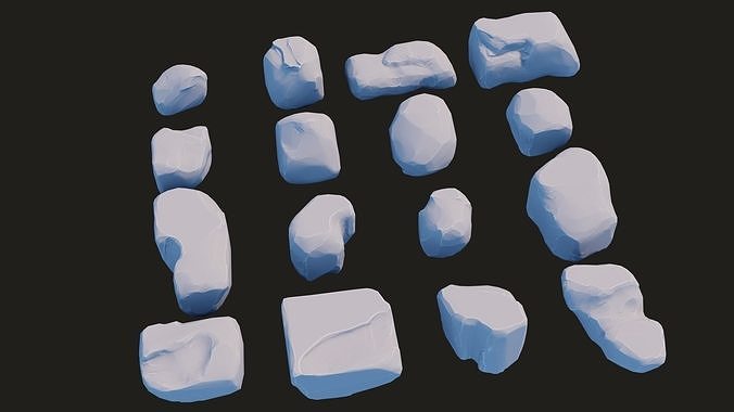 Stylized Rock Pack  16 Rocks game ready Low-poly 3D model