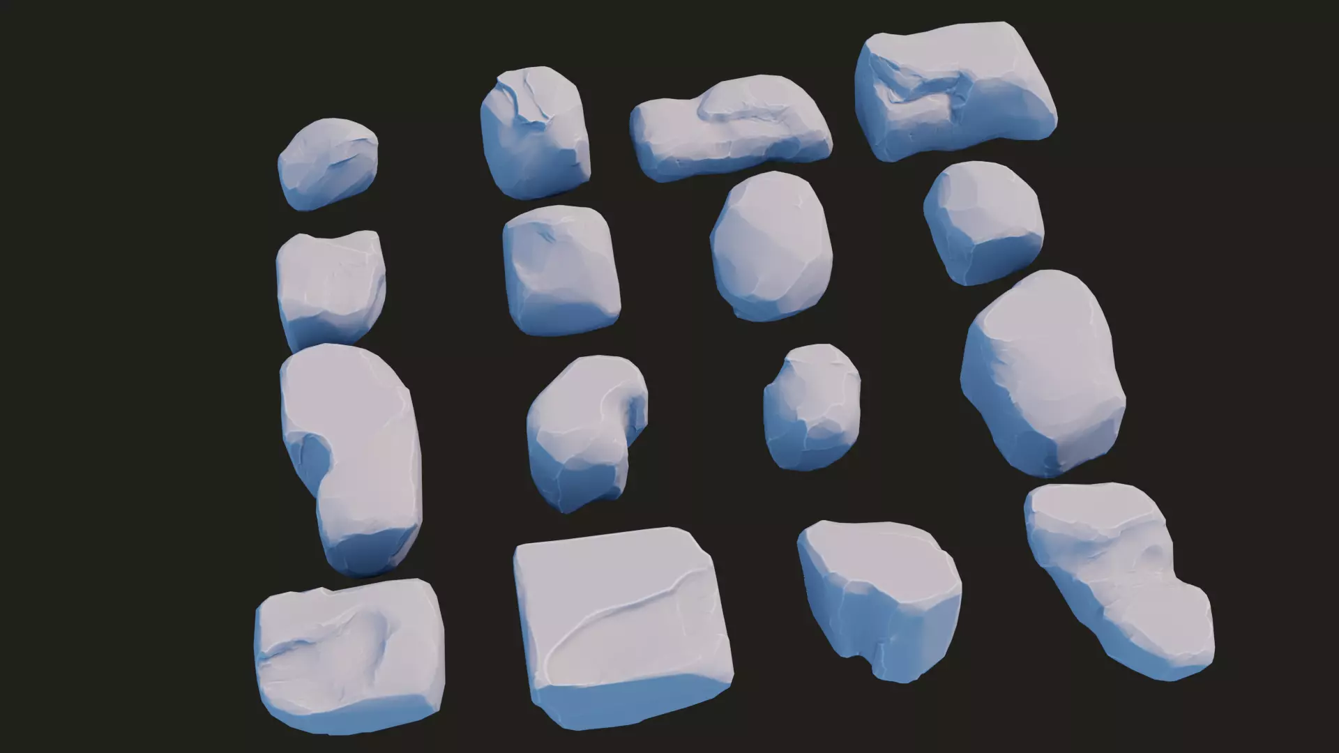 Stylized Rock Pack  16 Rocks game ready Low-poly 3D model_0