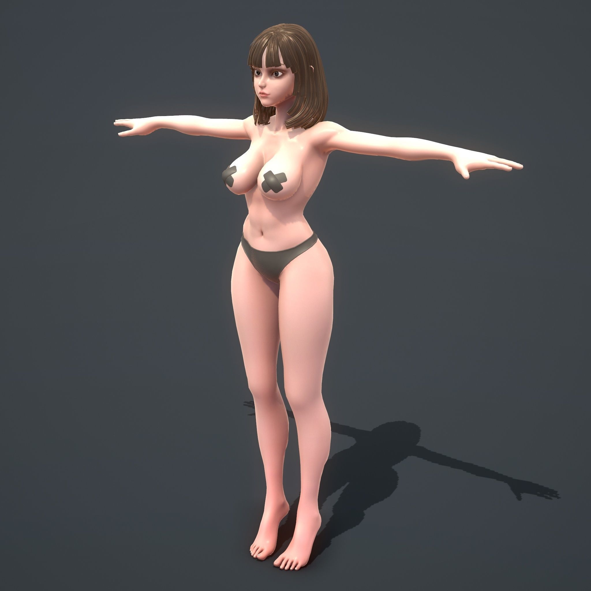 Base Female Character Low-poly 3D model_2