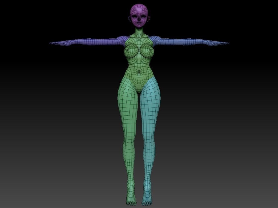 Base Female Character Low-poly 3D model_13