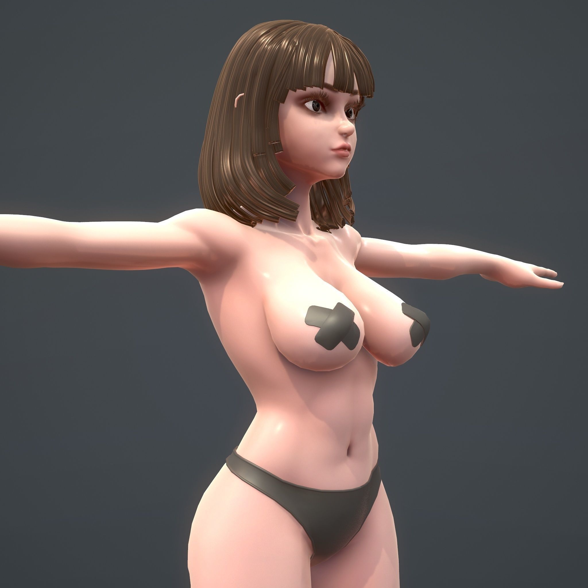 Base Female Character Low-poly 3D model_3