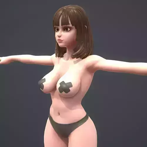 Base Female Character Low-poly 3D model Base Female Character Low-poly 3D model