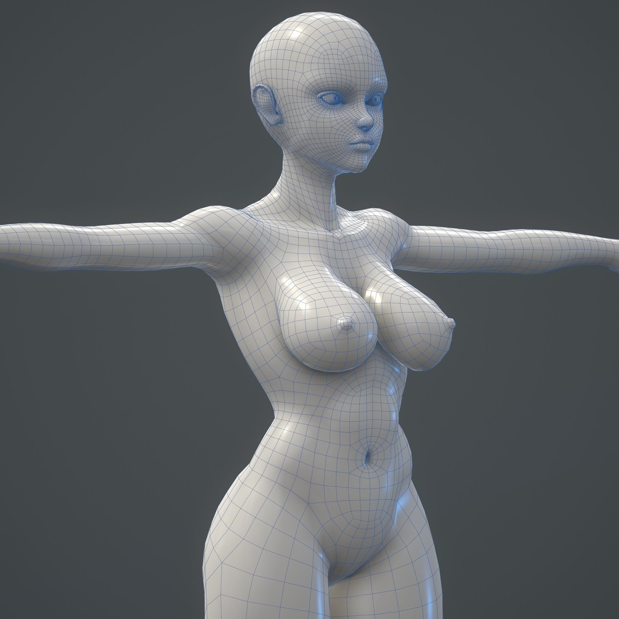 Base Female Character Low-poly 3D model_10