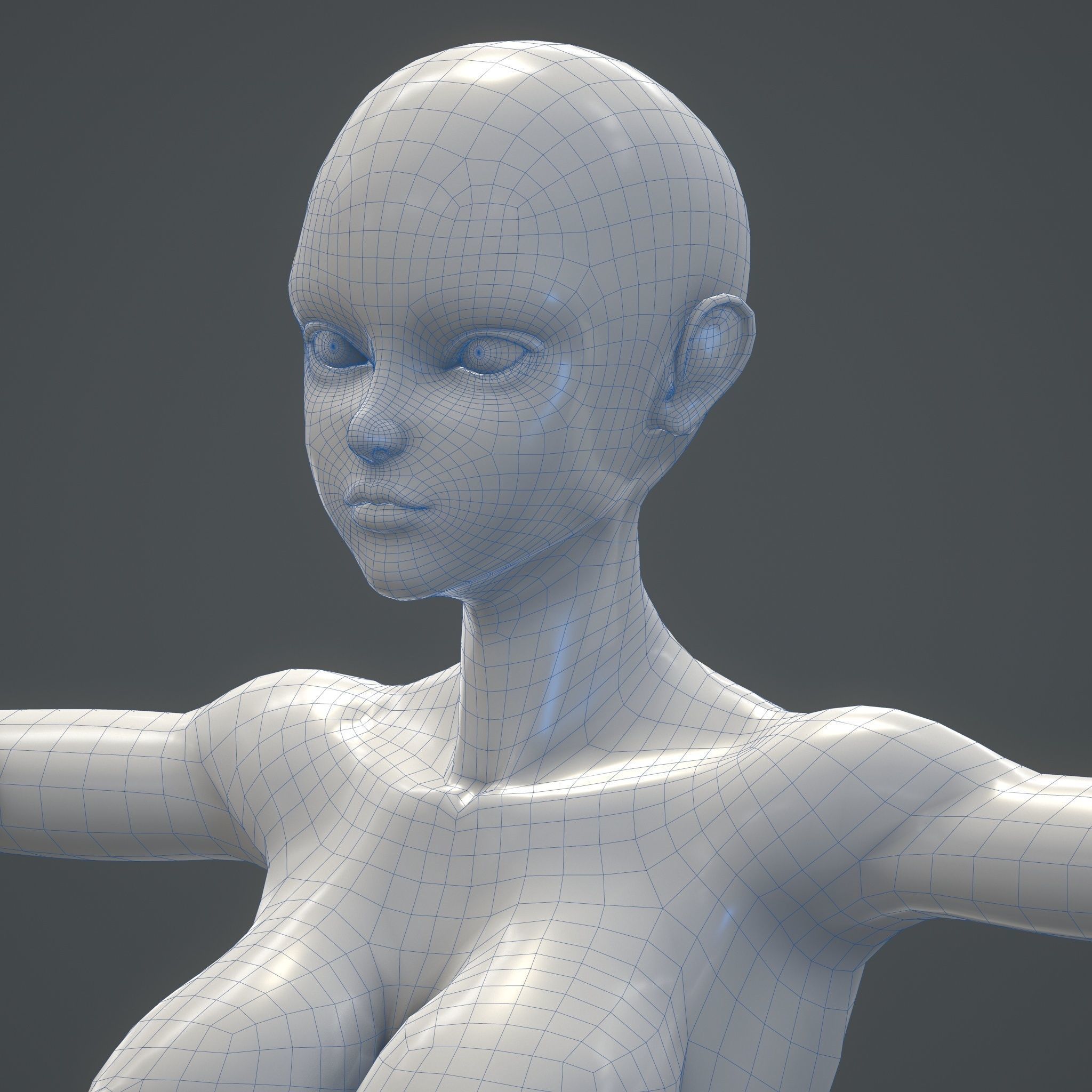 Base Female Character Low-poly 3D model_9