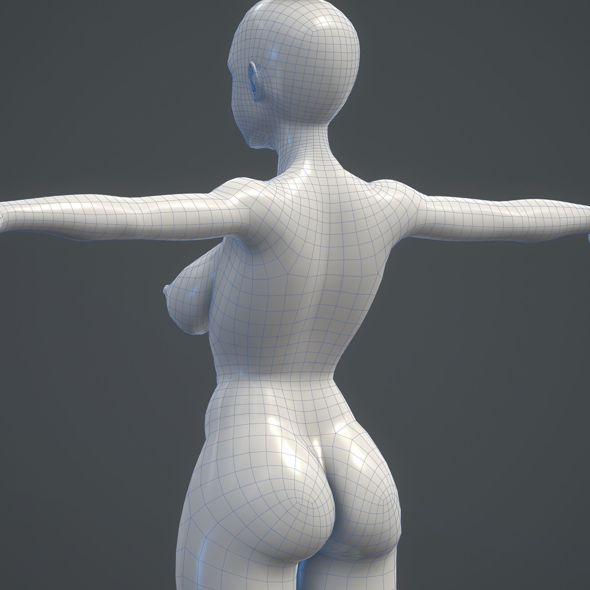 Base Female Character Low-poly 3D model_11