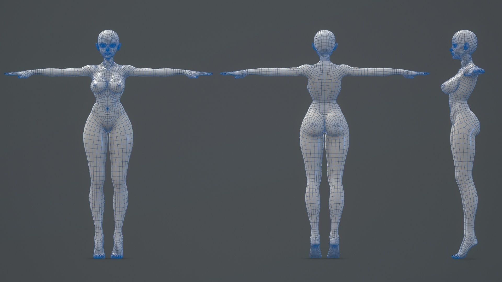 Base Female Character Low-poly 3D model_7