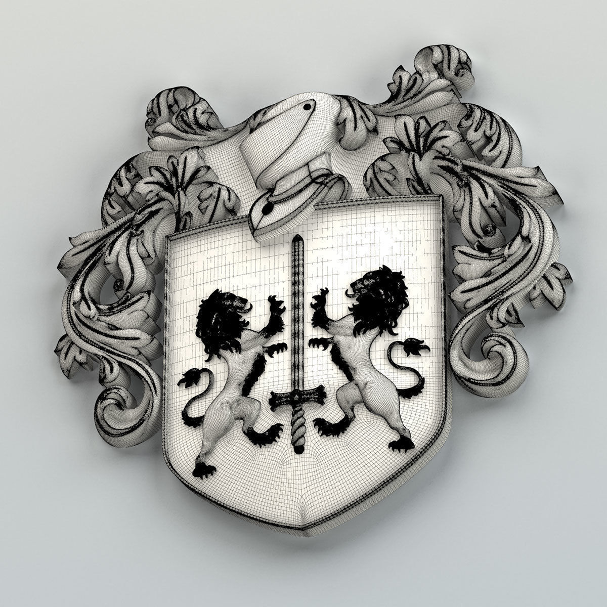 Coat of arms decorative 002 3D model_7