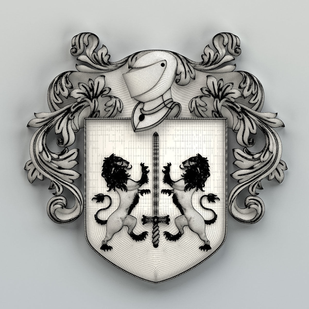 Coat of arms decorative 002 3D model_5