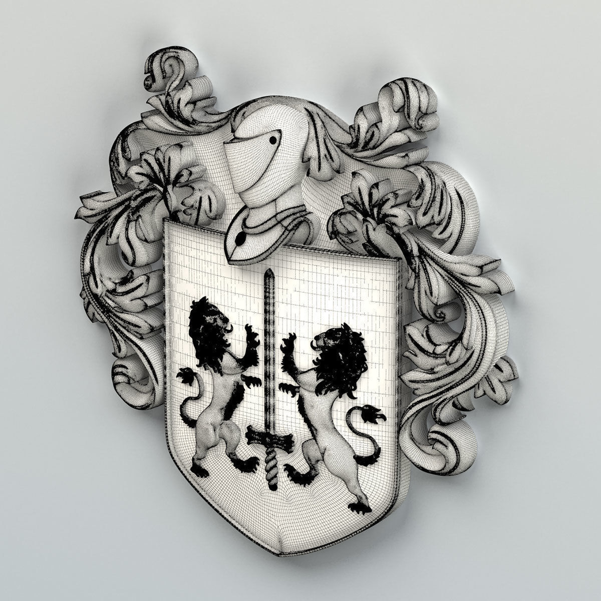 Coat of arms decorative 002 3D model_6