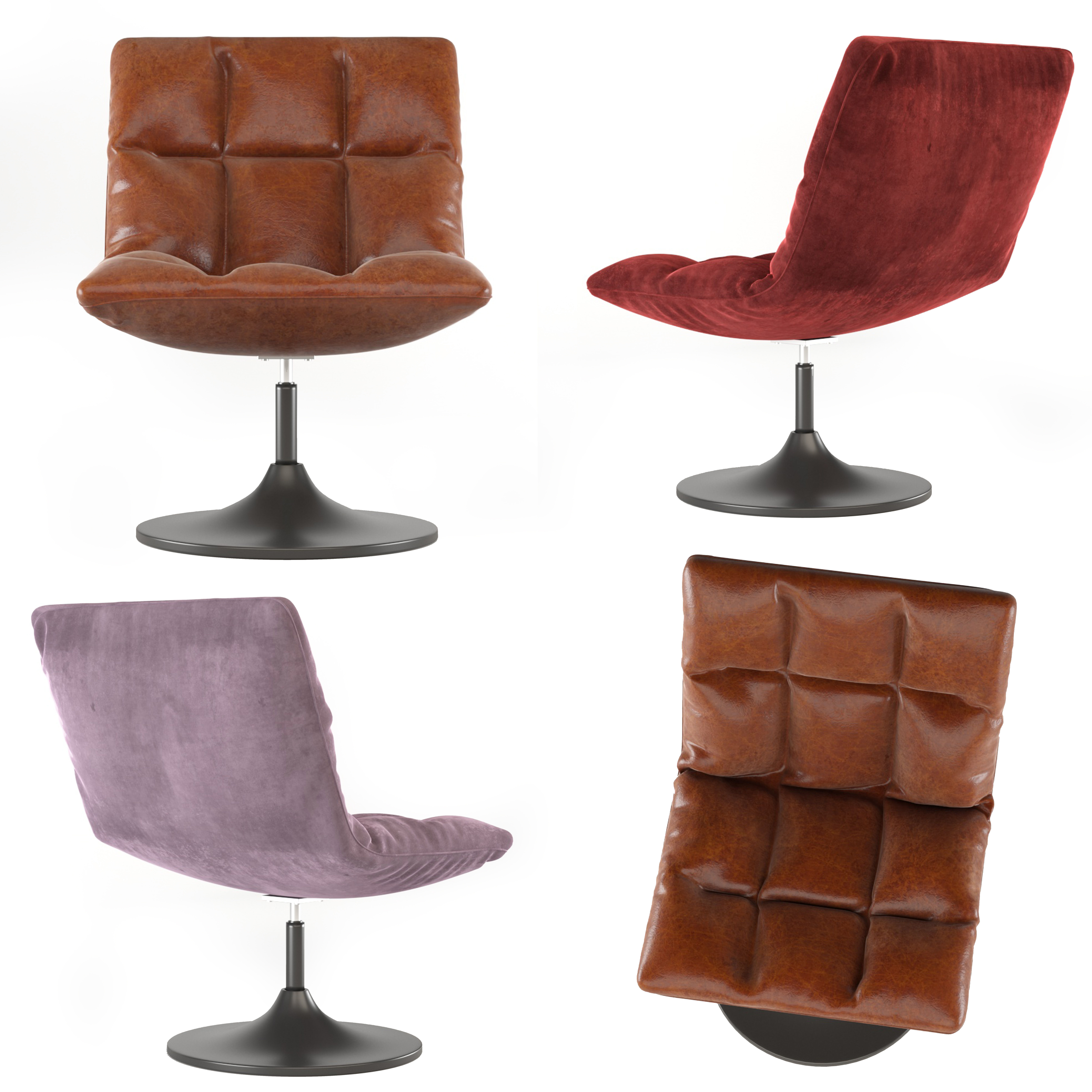 dutchbone-bar-lounge swivel chair leather 3D model_3