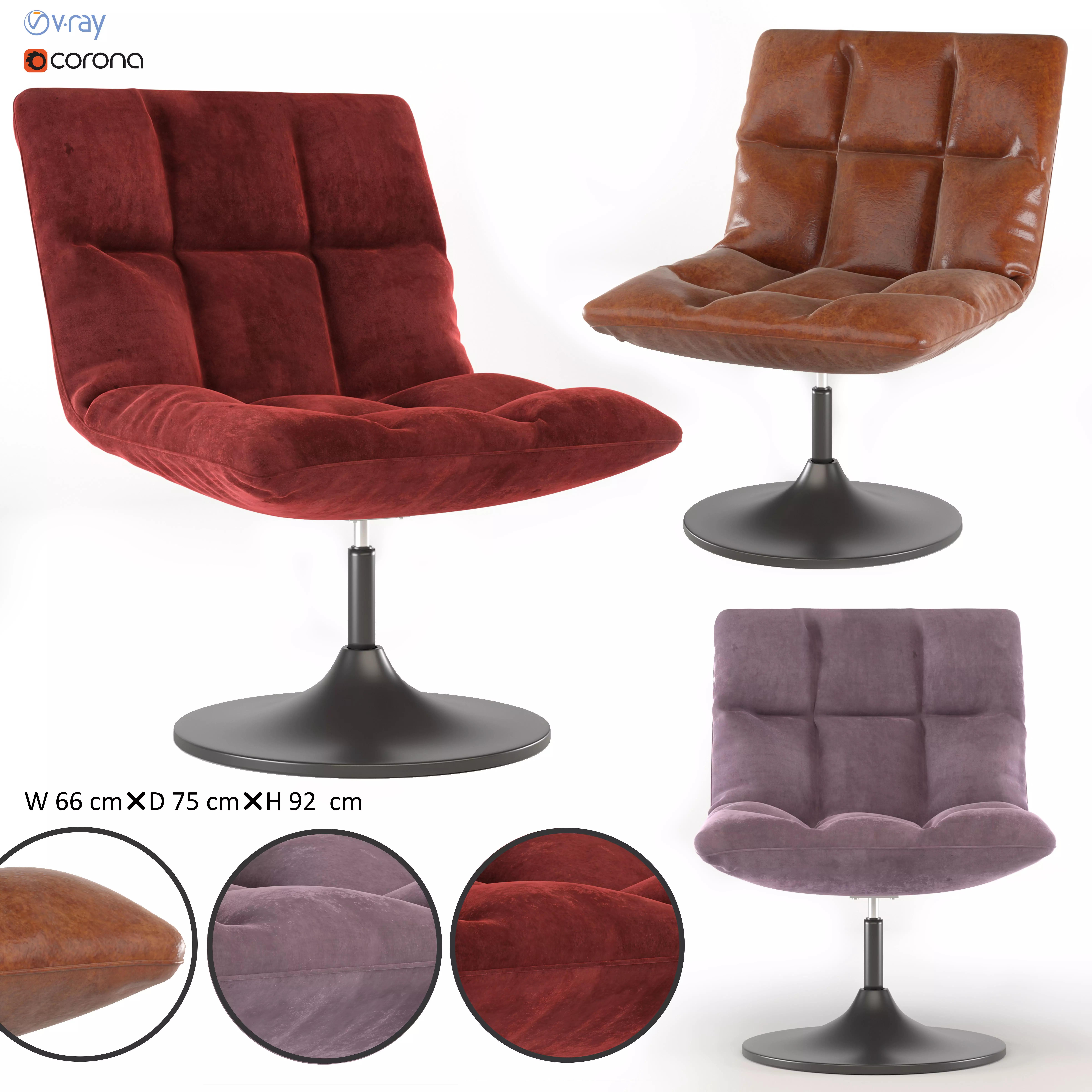 dutchbone-bar-lounge swivel chair leather 3D model_0