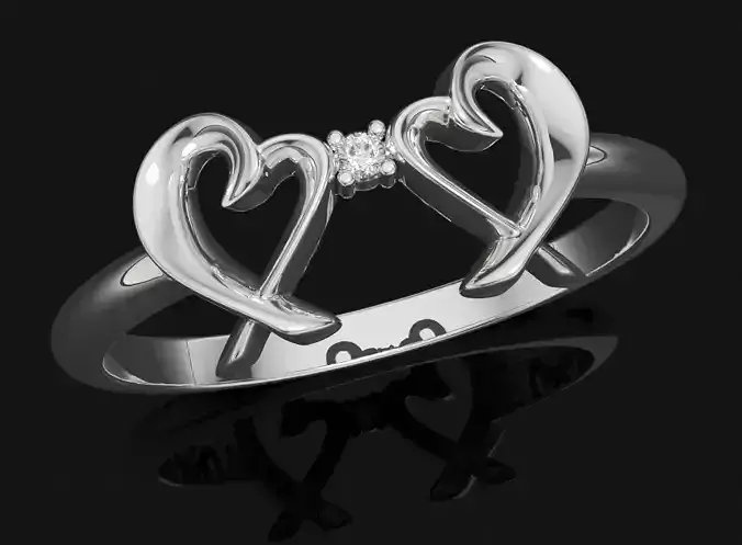 Double Loving Heart Ring 507 3D print model