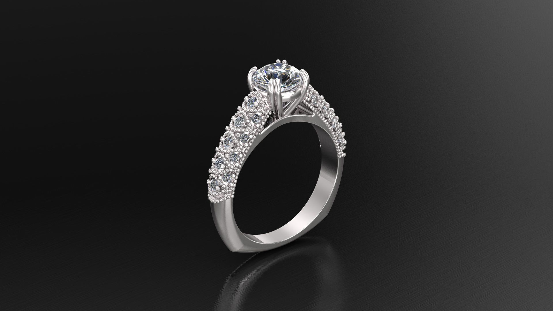 Engagement Beauty Ring With Diamonds 3D Print Model 3D print model_5