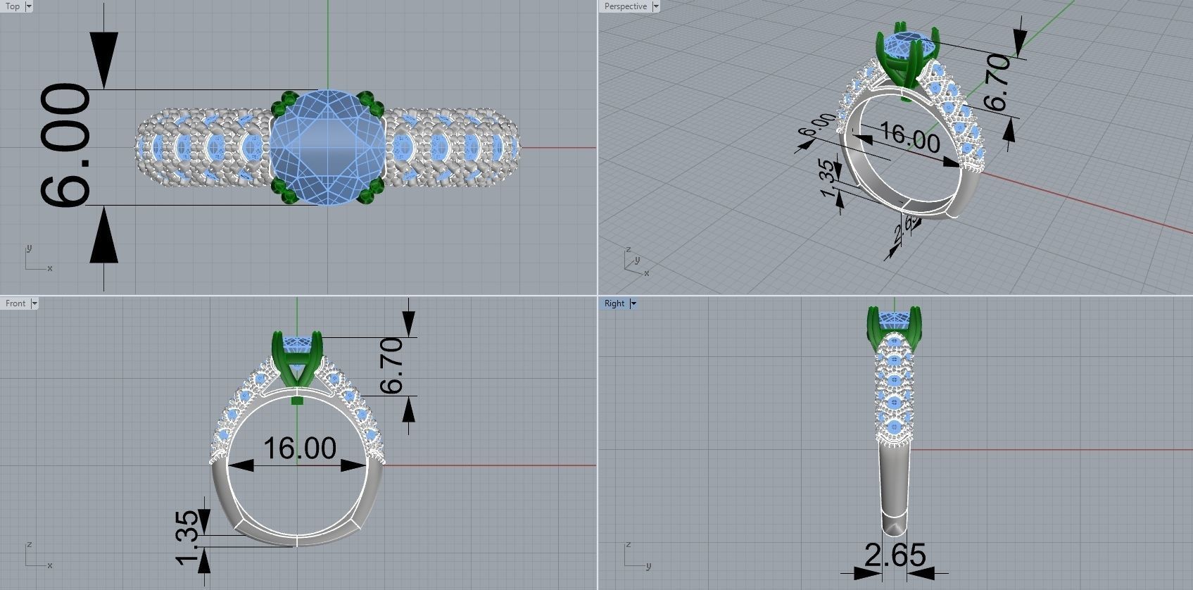 Engagement Beauty Ring With Diamonds 3D Print Model 3D print model_6