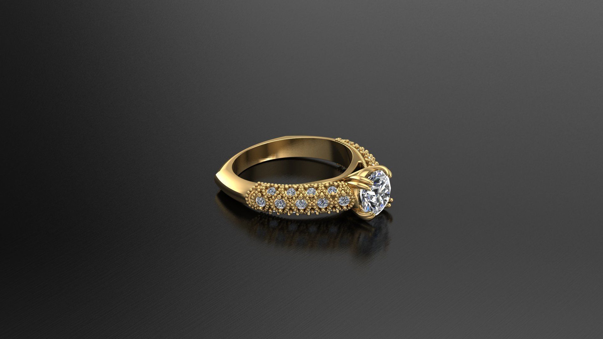 Engagement Beauty Ring With Diamonds 3D Print Model 3D print model_4