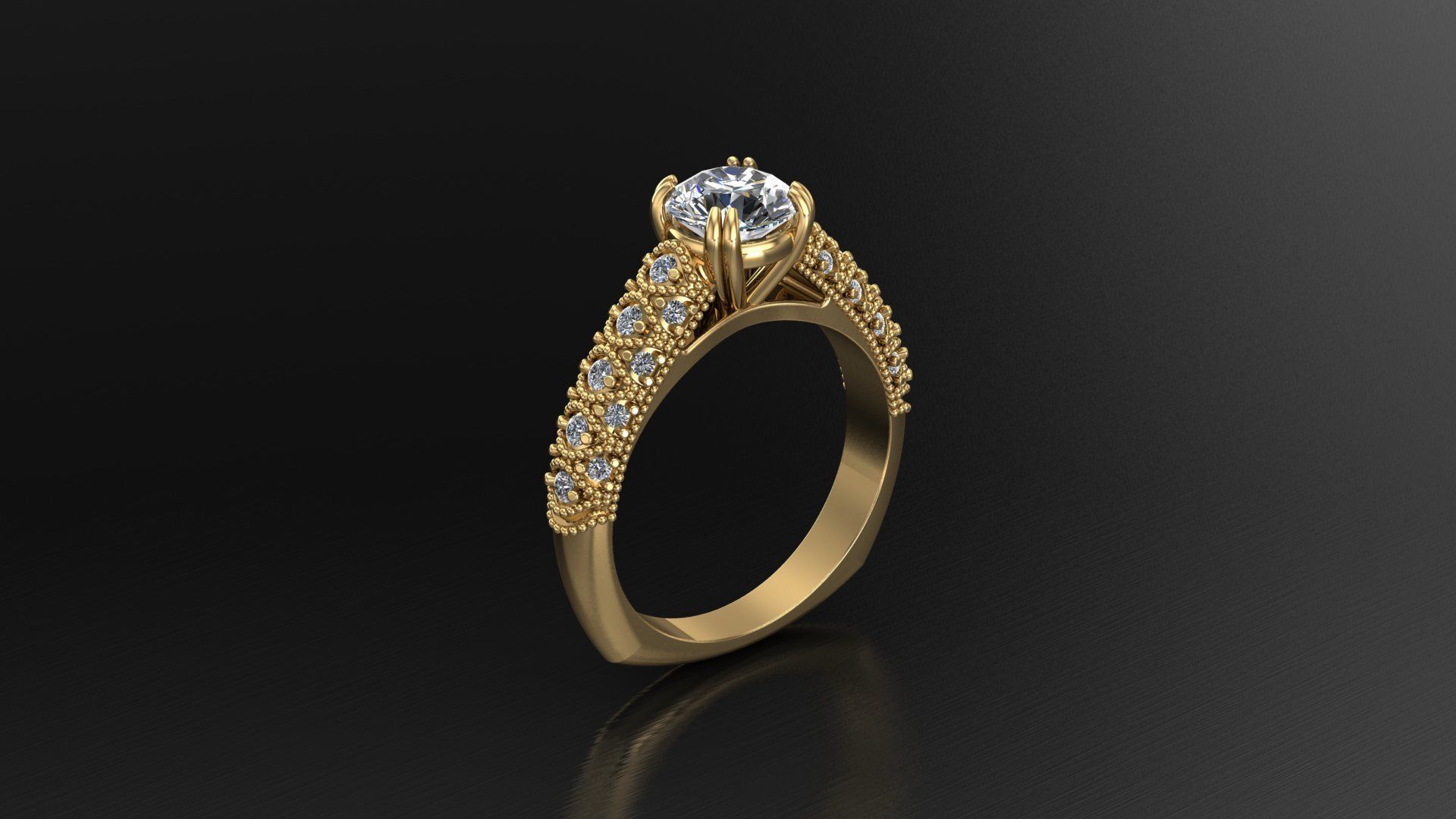 Engagement Beauty Ring With Diamonds 3D Print Model 3D print model_3