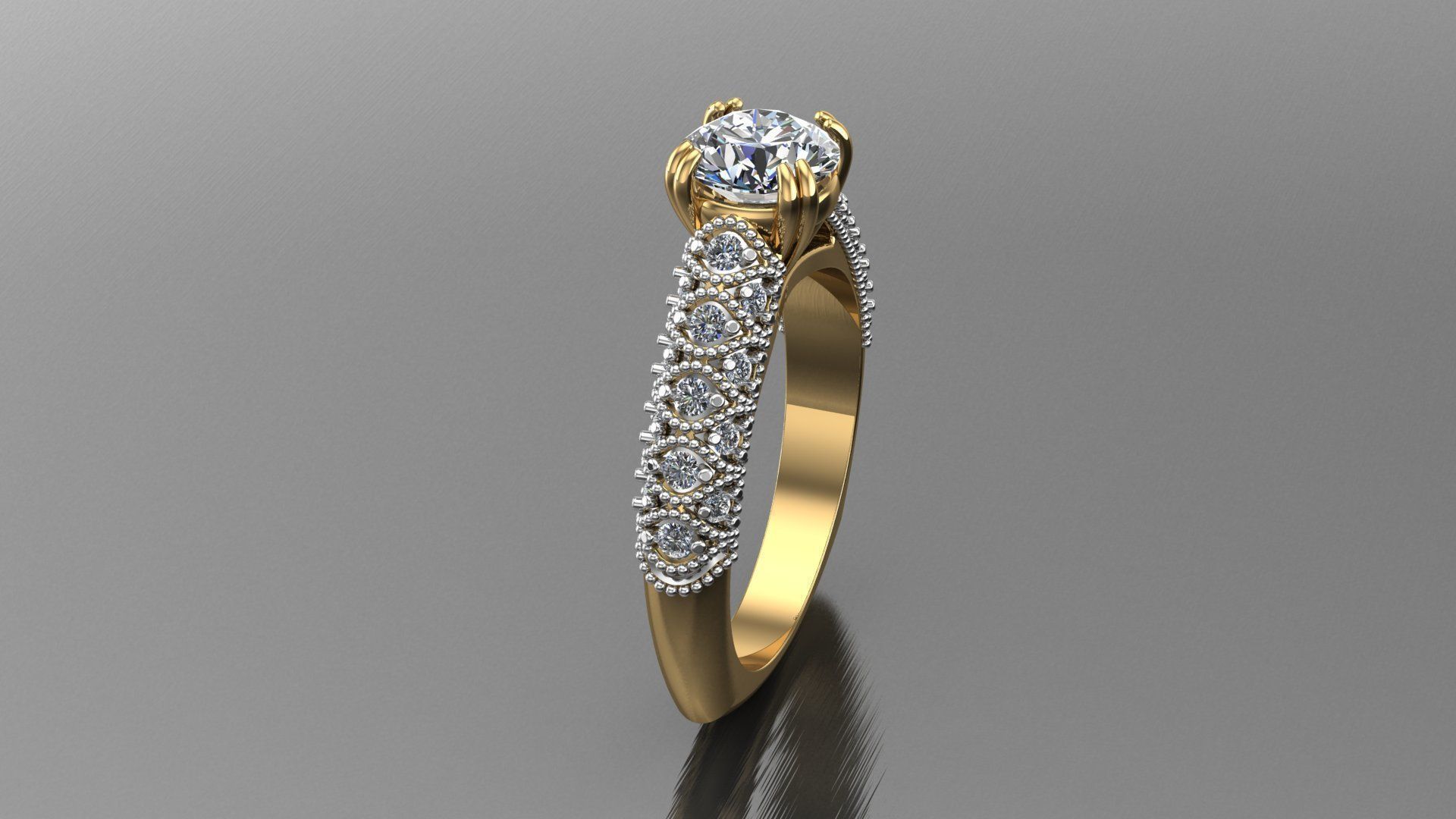 Engagement Beauty Ring With Diamonds 3D Print Model 3D print model_2