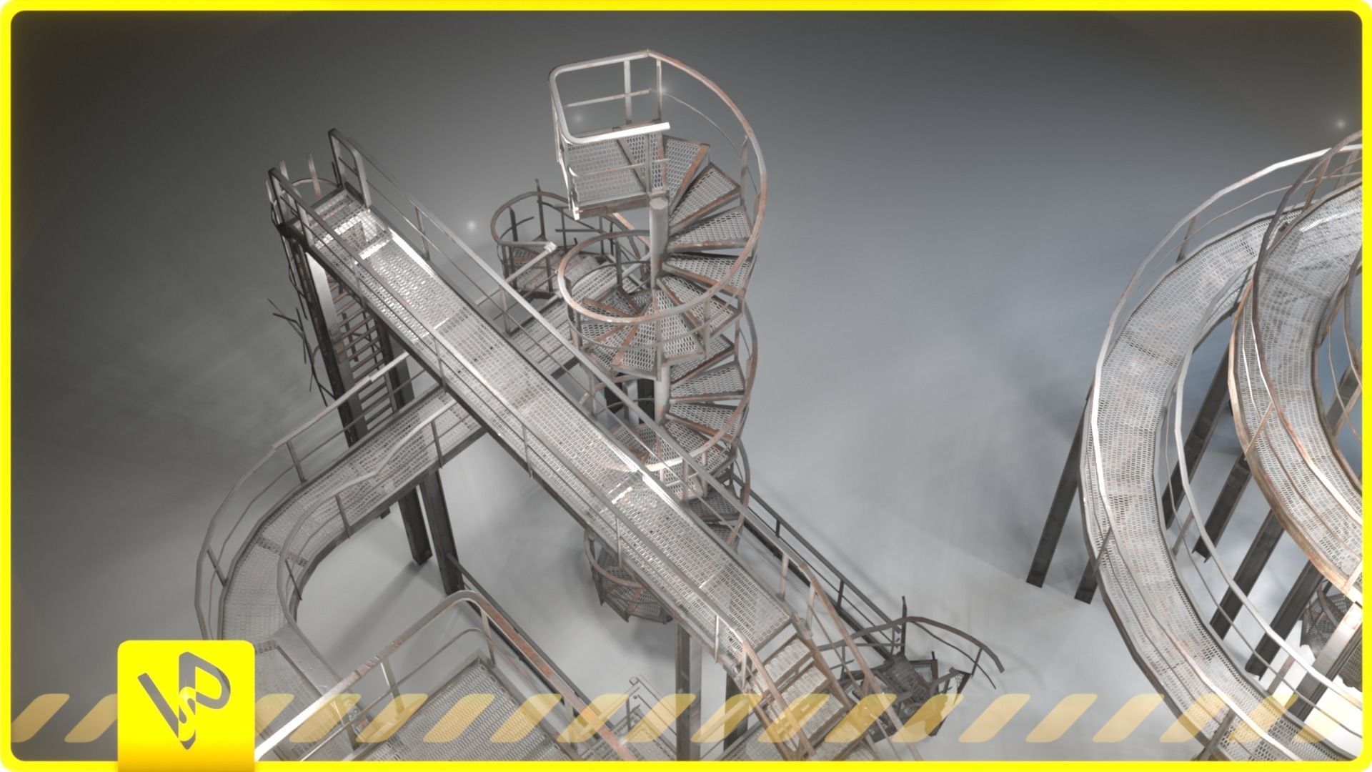 Stairs pack Low-poly 3D model_5