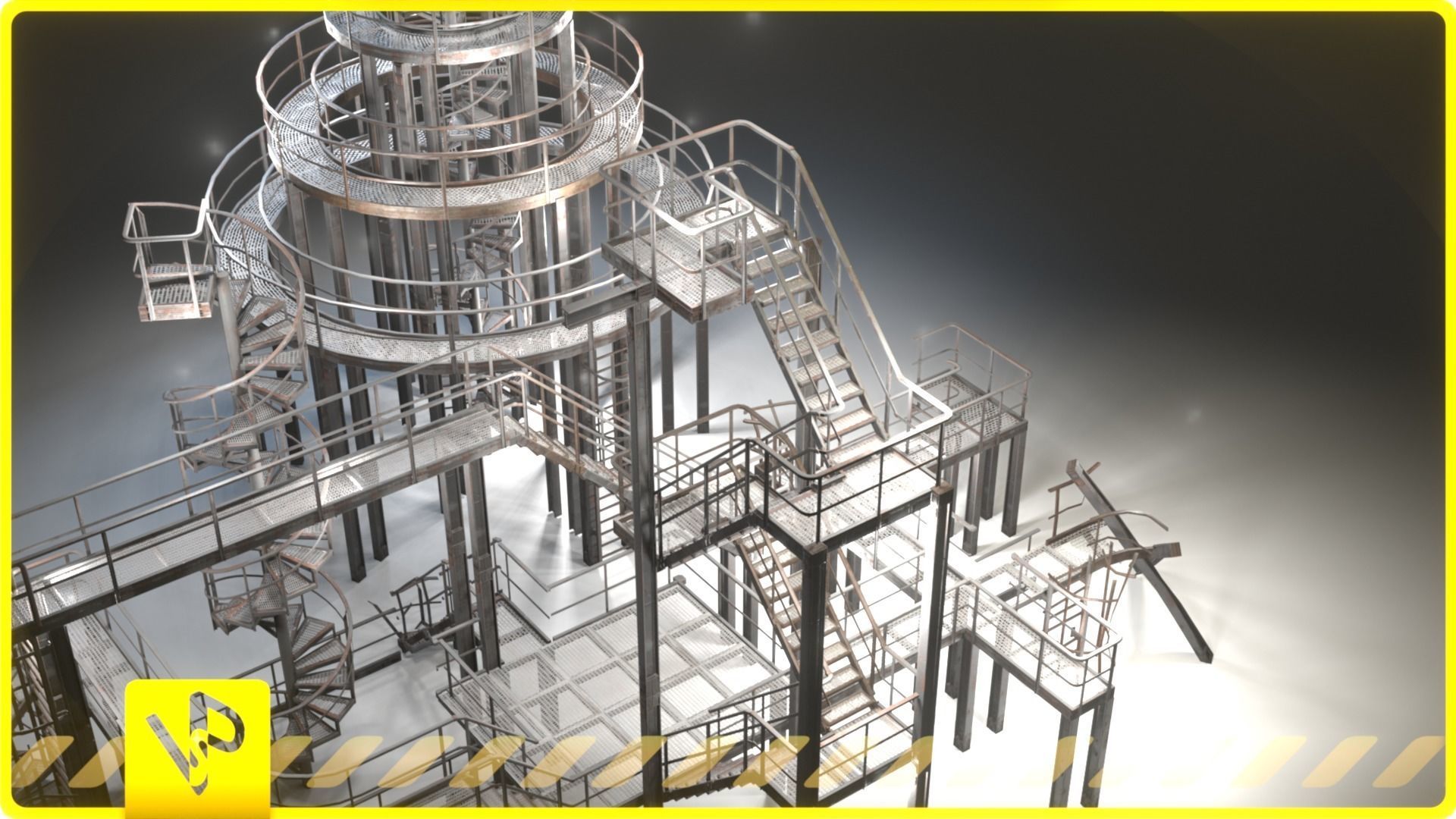 Stairs pack Low-poly 3D model_4