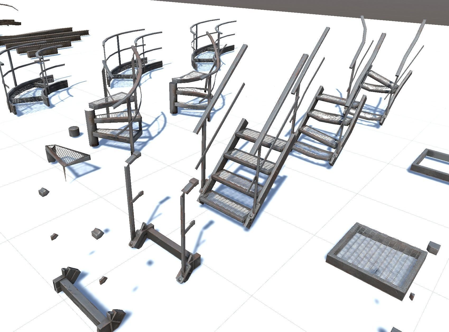 Stairs pack Low-poly 3D model_7