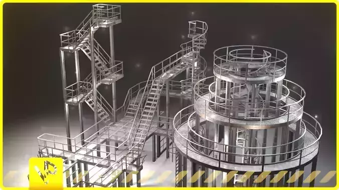 Stairs pack Low-poly 3D model