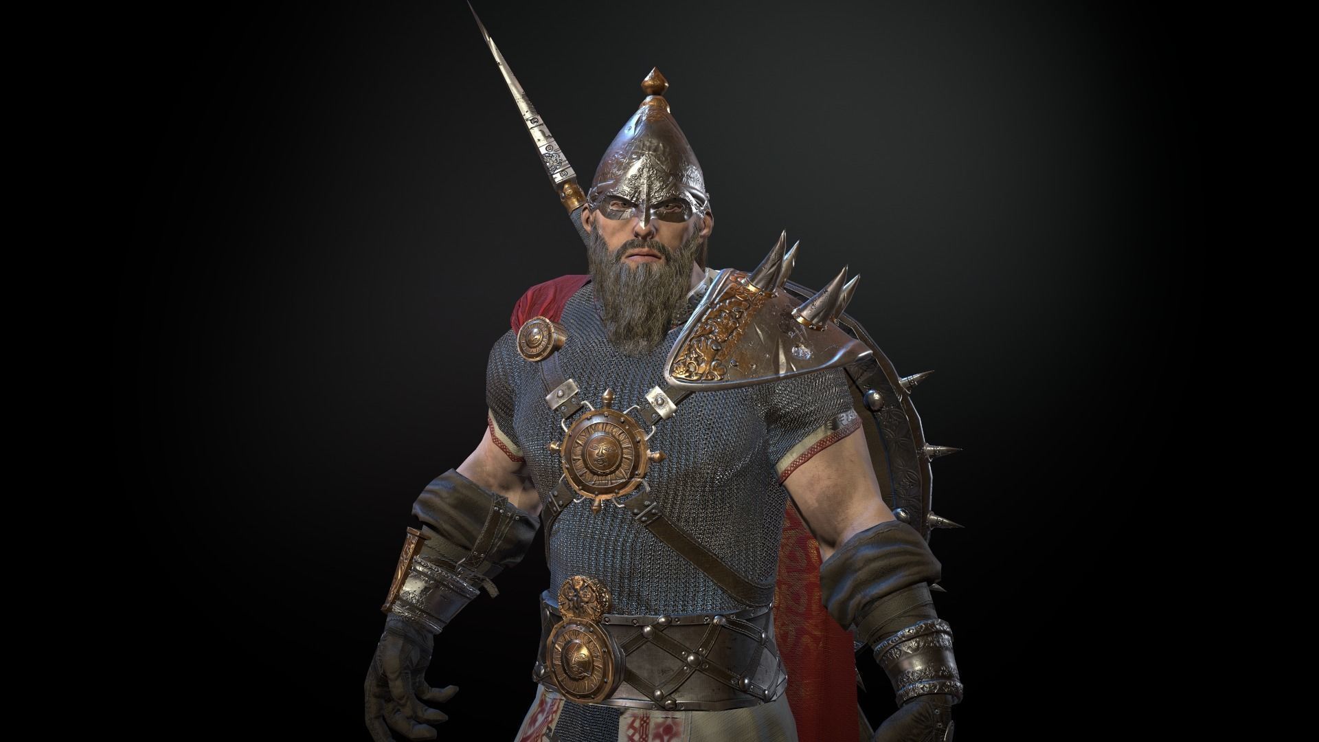 HeroOldWarrior spartan warrior Low-poly 3D model_5