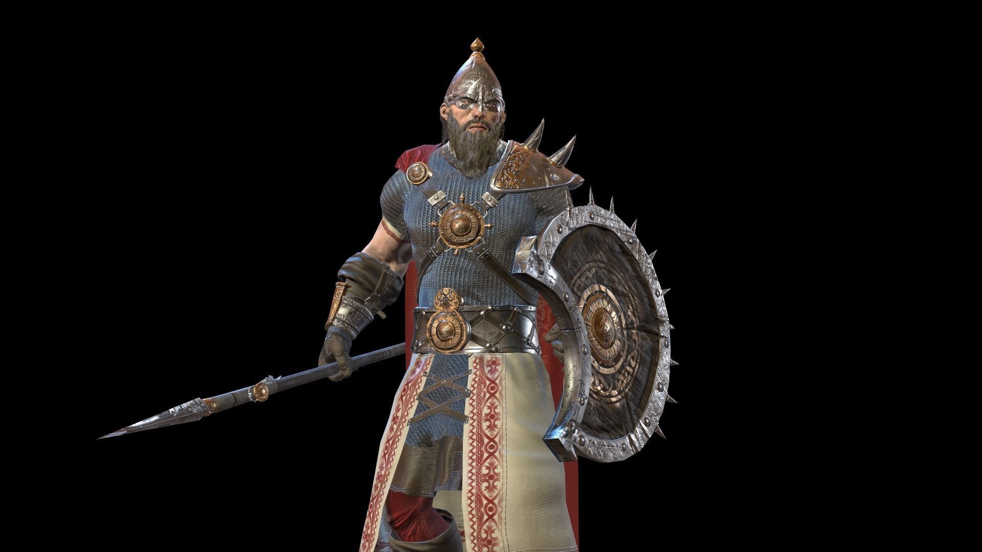 HeroOldWarrior spartan warrior Low-poly 3D model_4