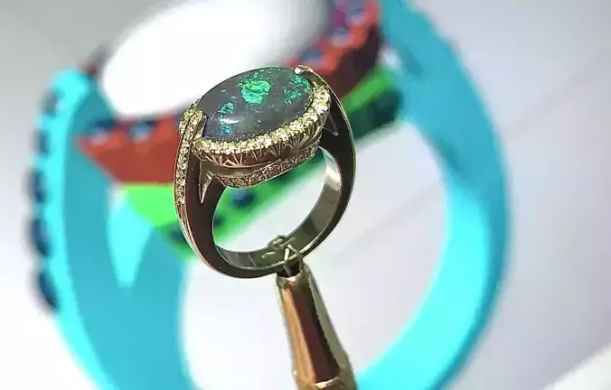  Cabochon Ring and Precious Stones Anello corallo an 201