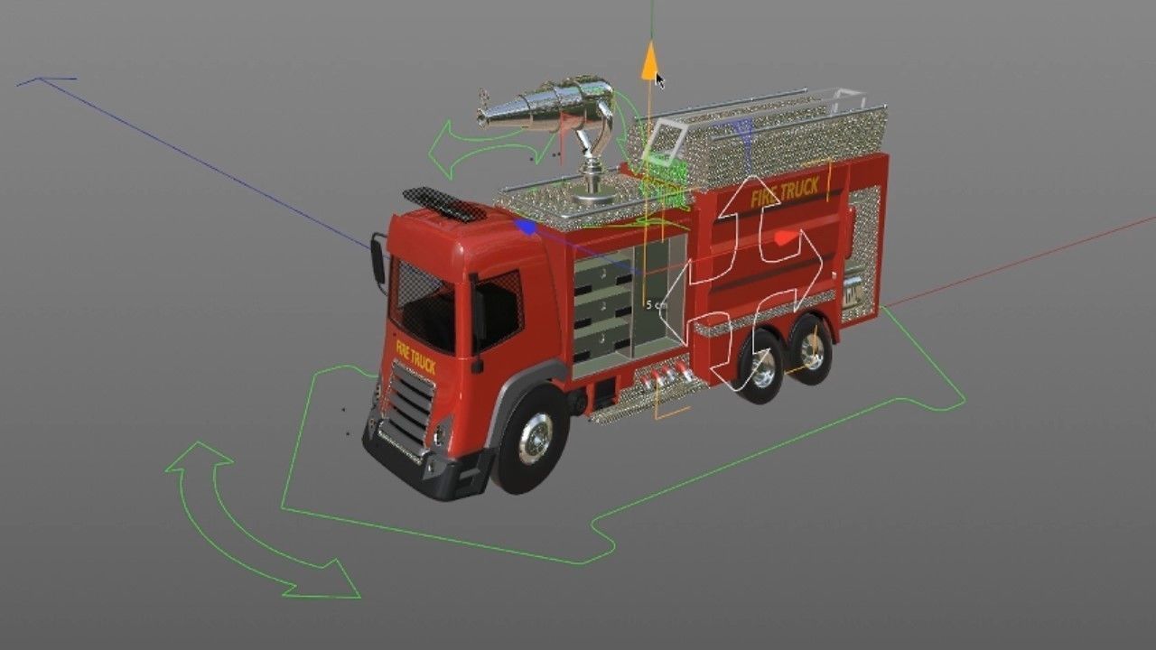 3D model of  rigged Fire Truck cartoon ready to animate 3D model_10