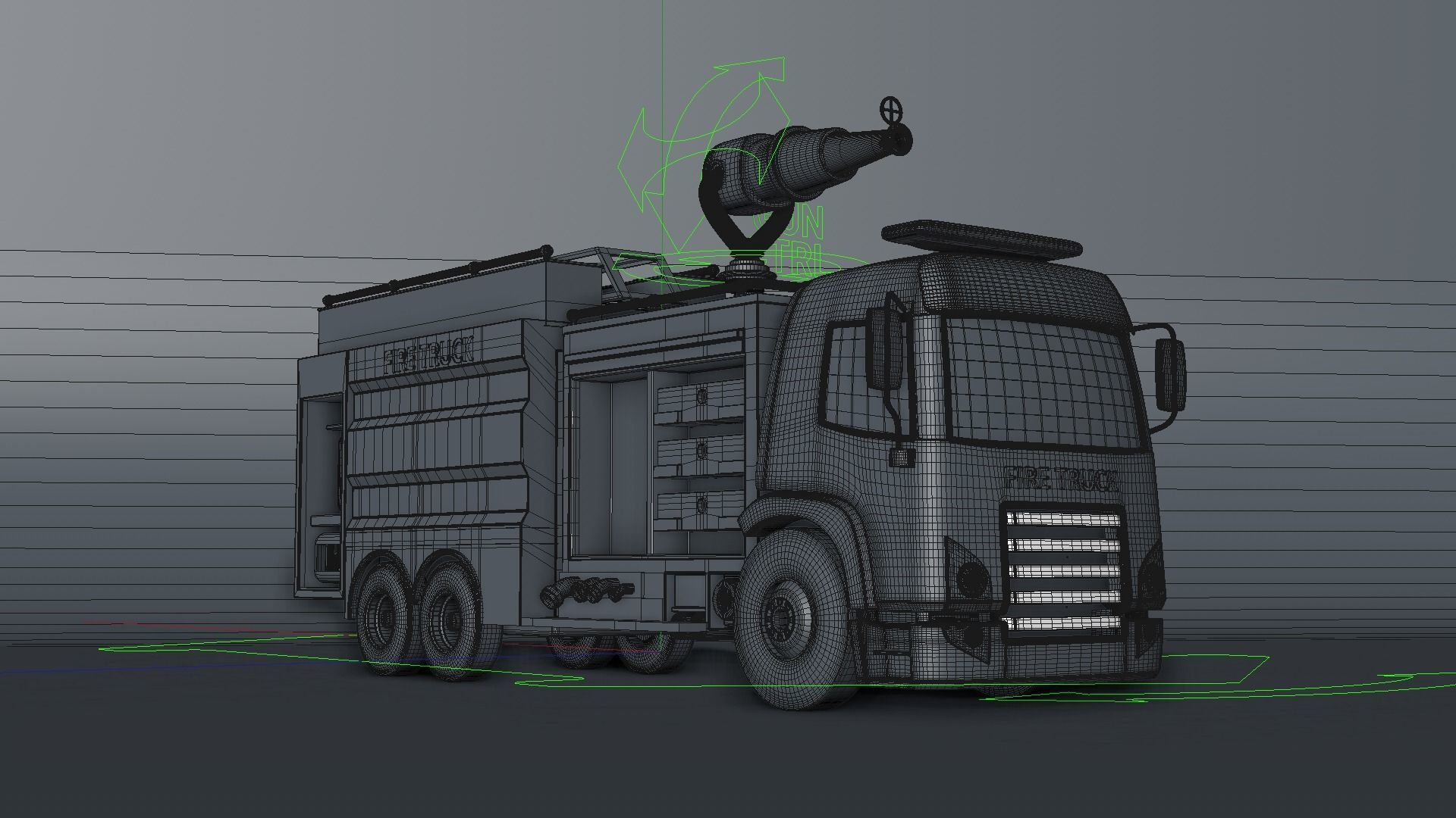 3D model of  rigged Fire Truck cartoon ready to animate 3D model_5