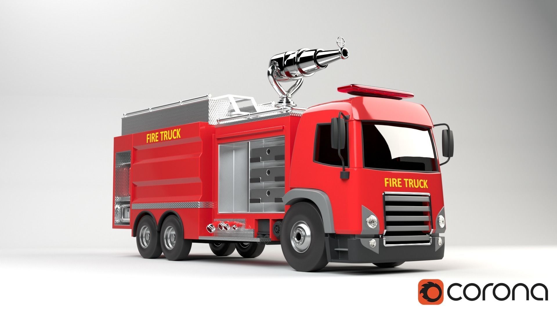 3D model of  rigged Fire Truck cartoon ready to animate 3D model_2
