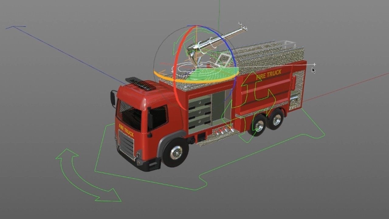 3D model of  rigged Fire Truck cartoon ready to animate 3D model_16
