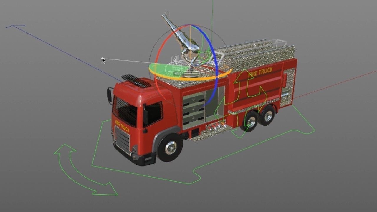 3D model of  rigged Fire Truck cartoon ready to animate 3D model_17