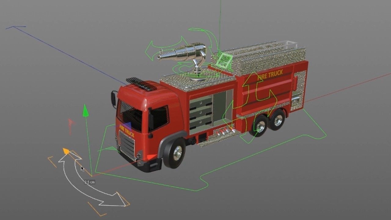 3D model of  rigged Fire Truck cartoon ready to animate 3D model_7