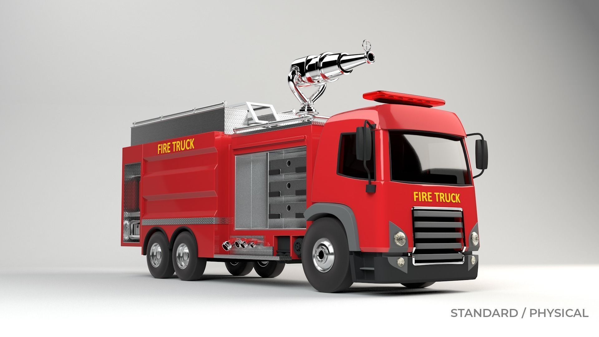3D model of  rigged Fire Truck cartoon ready to animate 3D model_4
